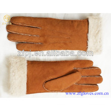 Fasion Frauen Winter warm Lamm Pelz doppelte Gesicht Leder Handschuhe